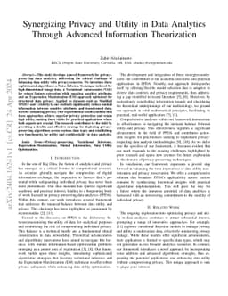 Synergizing Privacy and Utility in Data Analytics Through Advanced
  Information Theorization