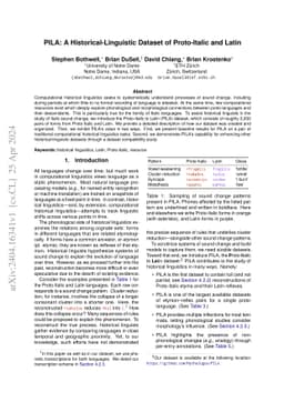PILA: A Historical-Linguistic Dataset of Proto-Italic and Latin