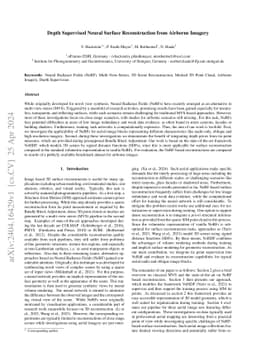 Depth Supervised Neural Surface Reconstruction from Airborne Imagery