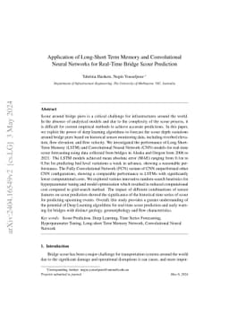 Application of Long-Short Term Memory and Convolutional Neural Networks
  for Real-Time Bridge Scour Prediction