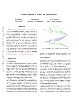 Efficient Solution of Point-Line Absolute Pose
