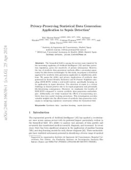 Privacy-Preserving Statistical Data Generation: Application to Sepsis
  Detection