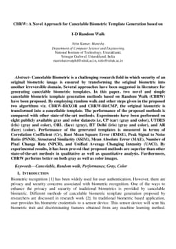 CBRW: A Novel Approach for Cancelable Biometric Template Generation
  based on