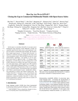 How Far Are We to GPT-4V? Closing the Gap to Commercial Multimodal
  Models with Open-Source Suites