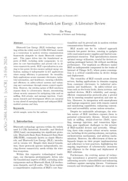 Securing Bluetooth Low Energy: A Literature Review