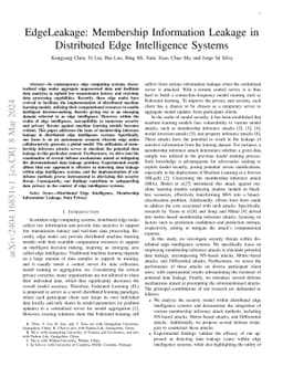 EdgeLeakage: Membership Information Leakage in Distributed Edge
  Intelligence Systems