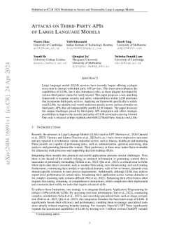 Attacks on Third-Party APIs of Large Language Models