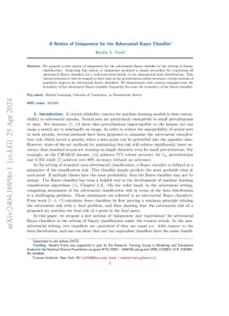 A Notion of Uniqueness for the Adversarial Bayes Classifier