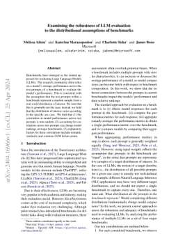 Examining the robustness of LLM evaluation to the distributional
  assumptions of benchmarks