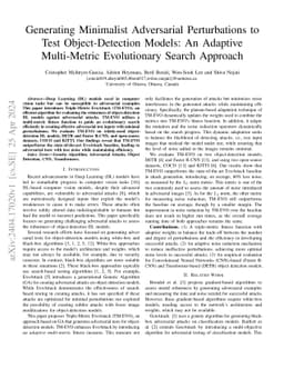 Generating Minimalist Adversarial Perturbations to Test Object-Detection
  Models: An Adaptive Multi-Metric Evolutionary Search Approach