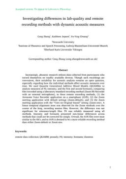 Investigating differences in lab-quality and remote recording methods
  with dynamic acoustic measures
