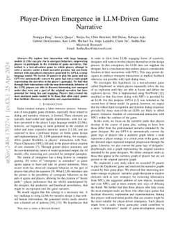 Player-Driven Emergence in LLM-Driven Game Narrative