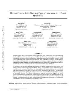 Motor Focus: Ego-Motion Prediction with All-Pixel Matching