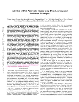 Detection of Peri-Pancreatic Edema using Deep Learning and Radiomics
  Techniques
