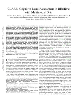 CLARE: Cognitive Load Assessment in REaltime with Multimodal Data