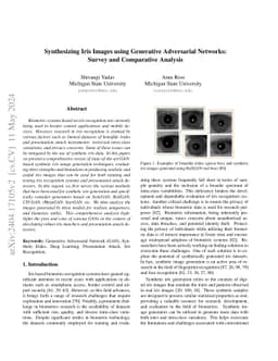 Synthesizing Iris Images using Generative Adversarial Networks: Survey
  and Comparative Analysis