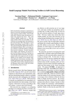 Small Language Models Need Strong Verifiers to Self-Correct Reasoning