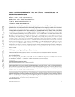 Neuro-Symbolic Embedding for Short and Effective Feature Selection via
  Autoregressive Generation
