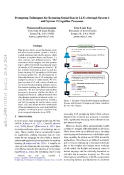 Prompting Techniques for Reducing Social Bias in LLMs through System 1
  and System 2 Cognitive Processes