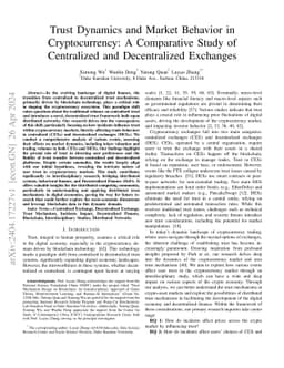Trust Dynamics and Market Behavior in Cryptocurrency: A Comparative
  Study of Centralized and Decentralized Exchanges