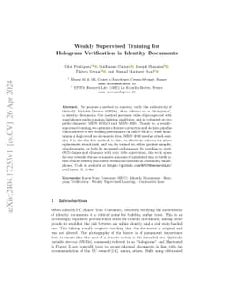 Weakly Supervised Training for Hologram Verification in Identity
  Documents
