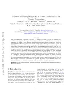 Adversarial Reweighting with $α$-Power Maximization for Domain
  Adaptation