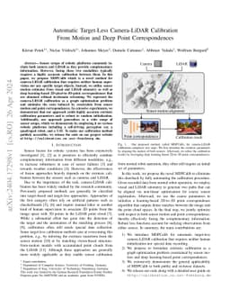 Automatic Target-Less Camera-LiDAR Calibration From Motion and Deep
  Point Correspondences