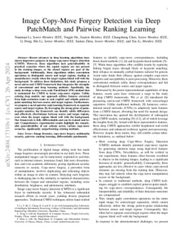 Image Copy-Move Forgery Detection via Deep PatchMatch and Pairwise
  Ranking Learning