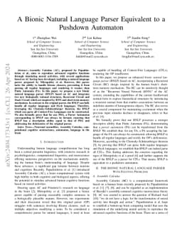 A Bionic Natural Language Parser Equivalent to a Pushdown Automaton