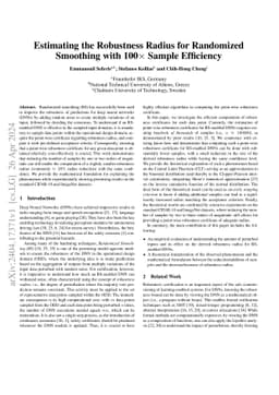 Estimating the Robustness Radius for Randomized Smoothing with
  100$\times$ Sample Efficiency