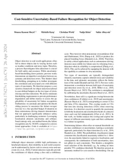 Cost-Sensitive Uncertainty-Based Failure Recognition for Object
  Detection