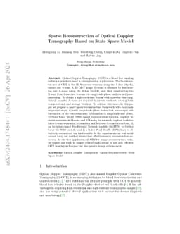 Sparse Reconstruction of Optical Doppler Tomography with Alternative State Space Model and Attention
