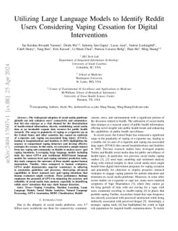 Utilizing Large Language Models to Identify Reddit Users Considering
  Vaping Cessation for Digital Interventions