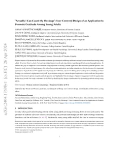 "Actually I Can Count My Blessings": User-Centered Design of an
  Application to Promote Gratitude Among Young Adults