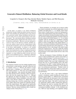 Generative Dataset Distillation: Balancing Global Structure and Local
  Details