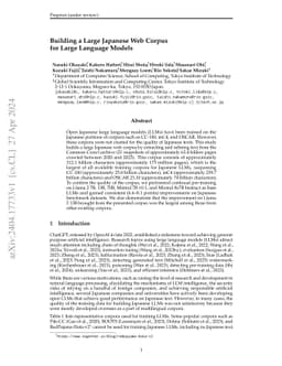 Building a Large Japanese Web Corpus for Large Language Models