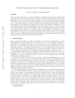 On the Rashomon ratio of infinite hypothesis sets