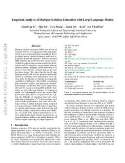 Empirical Analysis of Dialogue Relation Extraction with Large Language
  Models
