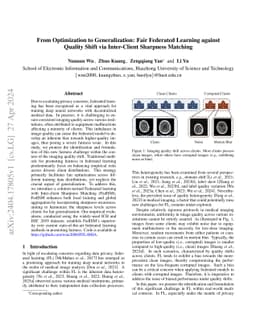 From Optimization to Generalization: Fair Federated Learning against
  Quality Shift via Inter-Client Sharpness Matching