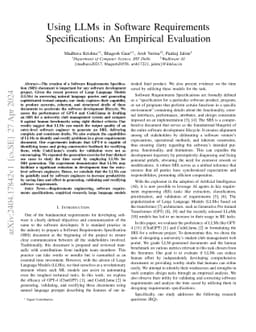 Using LLMs in Software Requirements Specifications: An Empirical
  Evaluation