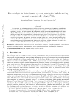 Error analysis for finite element operator learning methods for solving
  parametric second-order elliptic PDEs