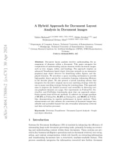 A Hybrid Approach for Document Layout Analysis in Document images