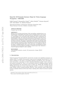 Open-Set 3D Semantic Instance Maps for Vision Language Navigation --
  O3D-SIM