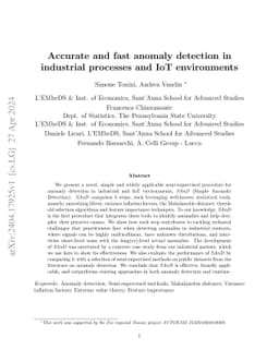 Accurate and fast anomaly detection in industrial processes and IoT
  environments