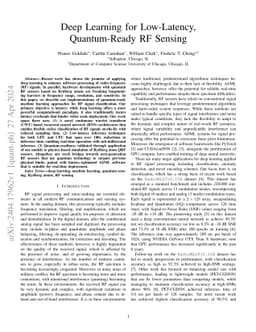 Deep Learning for Low-Latency, Quantum-Ready RF Sensing
