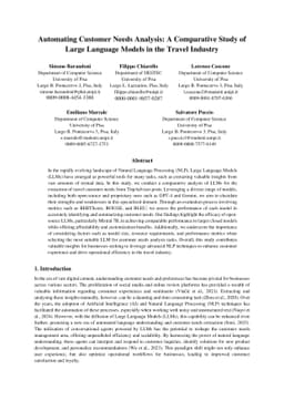 Automating Customer Needs Analysis: A Comparative Study of Large Language Models in the Travel Industry