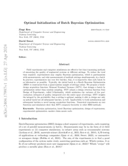 Optimal Initialization of Batch Bayesian Optimization