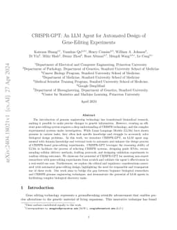 CRISPR-GPT: An LLM Agent for Automated Design of Gene-Editing
  Experiments