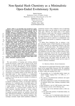 Non-Spatial Hash Chemistry as a Minimalistic Open-Ended Evolutionary
  System