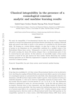 Classical integrability in the presence of a cosmological constant:
  analytic and machine learning results